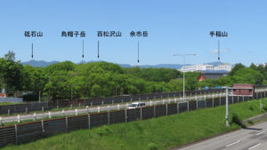 札幌新道、道央自転車道と札幌西方の山々